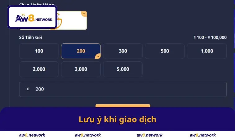 Lưu ý khi giao dịch
