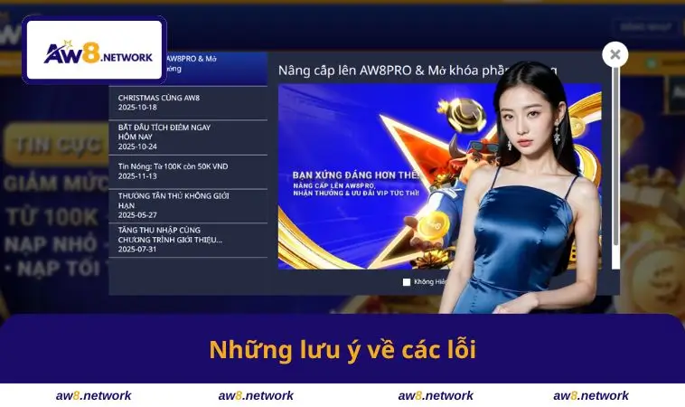 Những lưu ý về các lỗi